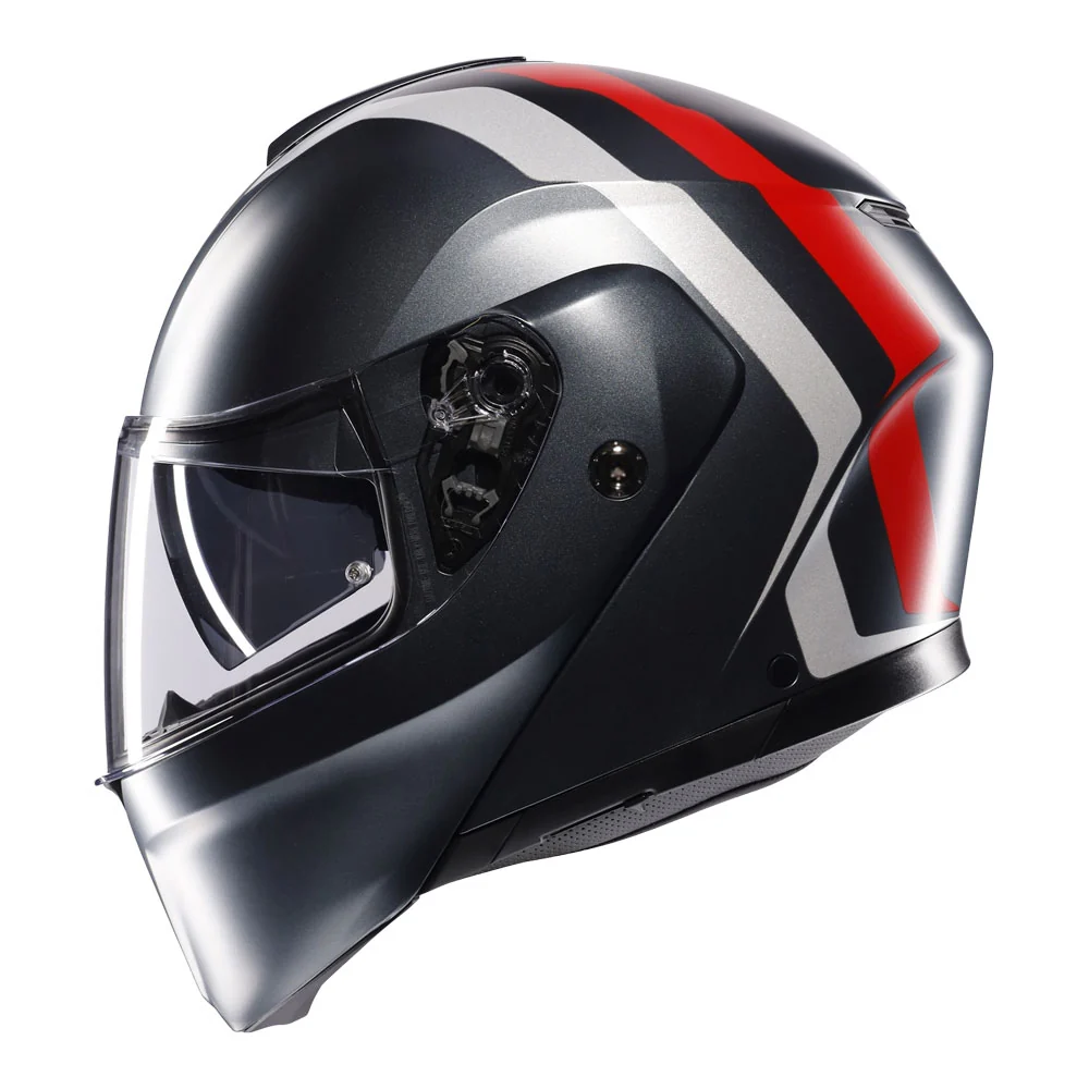 AGV Streetmodular Resia Matte Grey/Silver/Red Helmet - Image 4