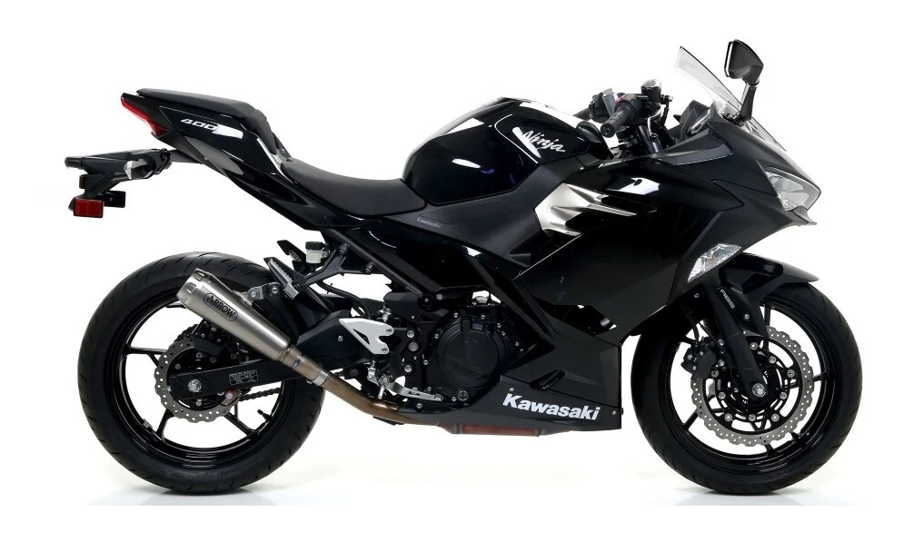 Arrow 71874PRI Pro-Race Nichrom Slip-On Mufflers w/Steel End Cap for Kawasaki Z 400 19-20/Ninja 400 08-20 - Image 3