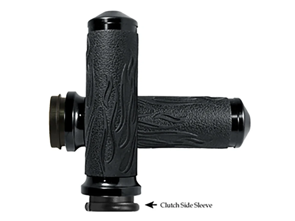 Avon Performance Grips AVG-FLA-86-FLY Flame Handgrips Black for Harley-Davidson Big Twin 08-24 w/Throttle-By-Wire