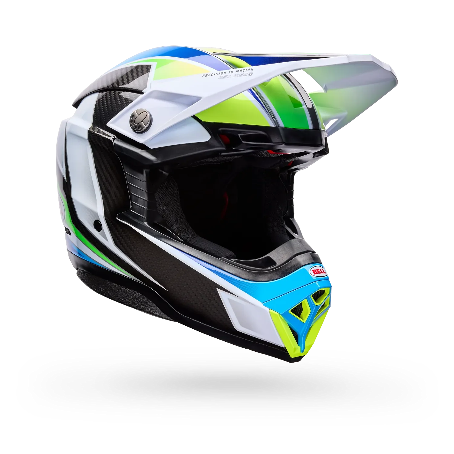 Bell Moto-10 Spherical Grid Gloss White/Blue Helmet - Image 2