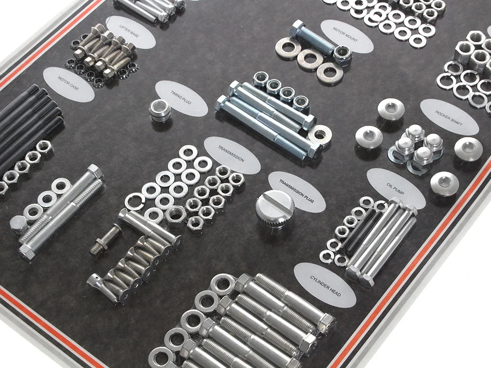 Colony Machine CM-8311-CAD Complete Stock Hardware Kit CAD Plated for Big Twin 70-75 w/Shovelhead Engine - Image 2