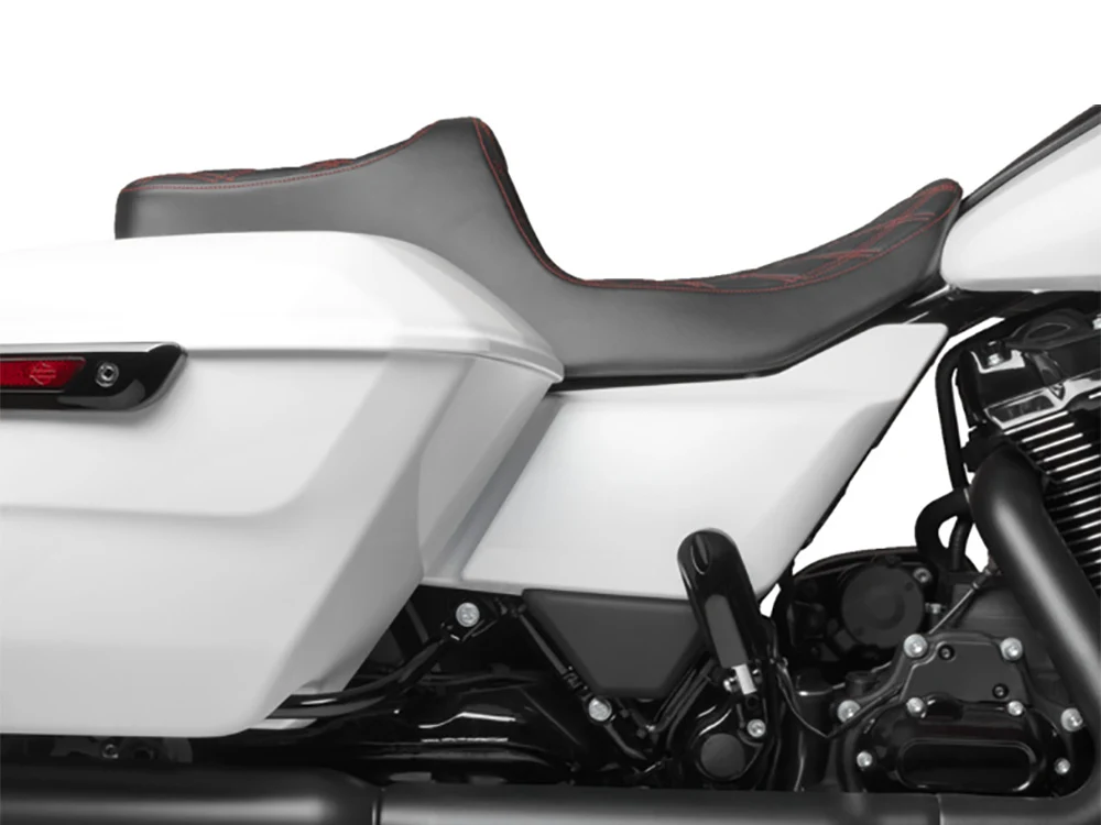 Drag Specialties DS-0801-1920 Predator 3 Dual Seat w/Red Double Diamond Lattice Stitch for Harley-Davidson CVO Touring 23-Up/Street Glide/Road Glide 24-Up/Touring 25-Up - Image 4