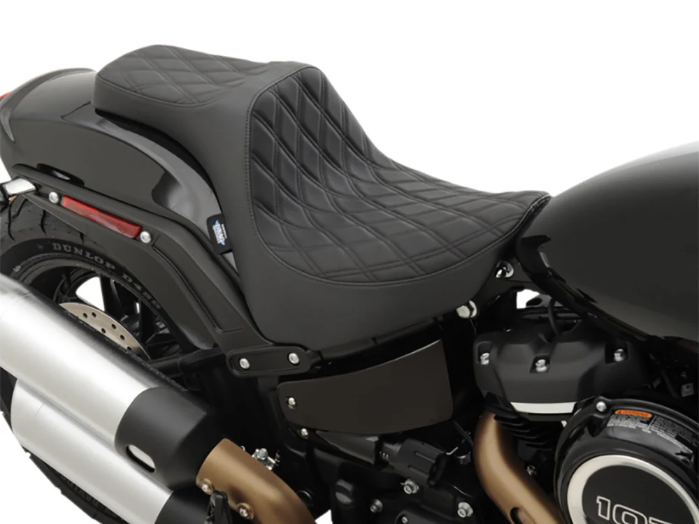 Drag Specialties DS-0802-1072 Predator 3 Dual Seat w/Black Double Diamond Lattice Stitch for Harley-Davidson Fat Bob 18-24 - Image 3