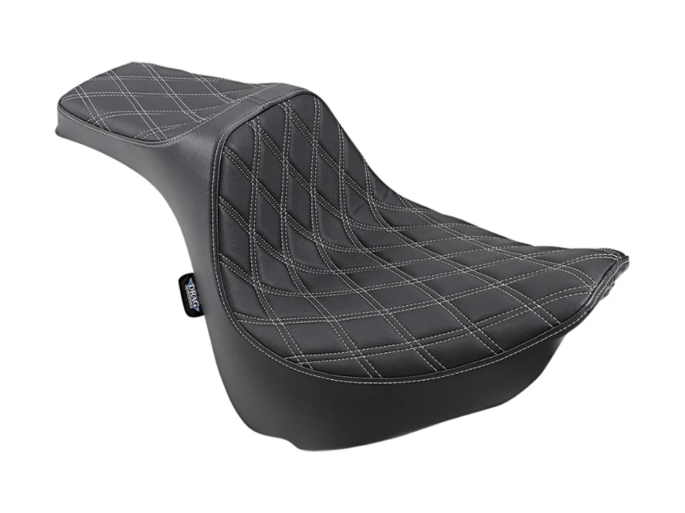 Drag Specialties DS-0802-1073 Predator 3 Dual Seat w/Silver Double Diamond Lattice Stitch for Harley-Davidson Fat Bob 18-24