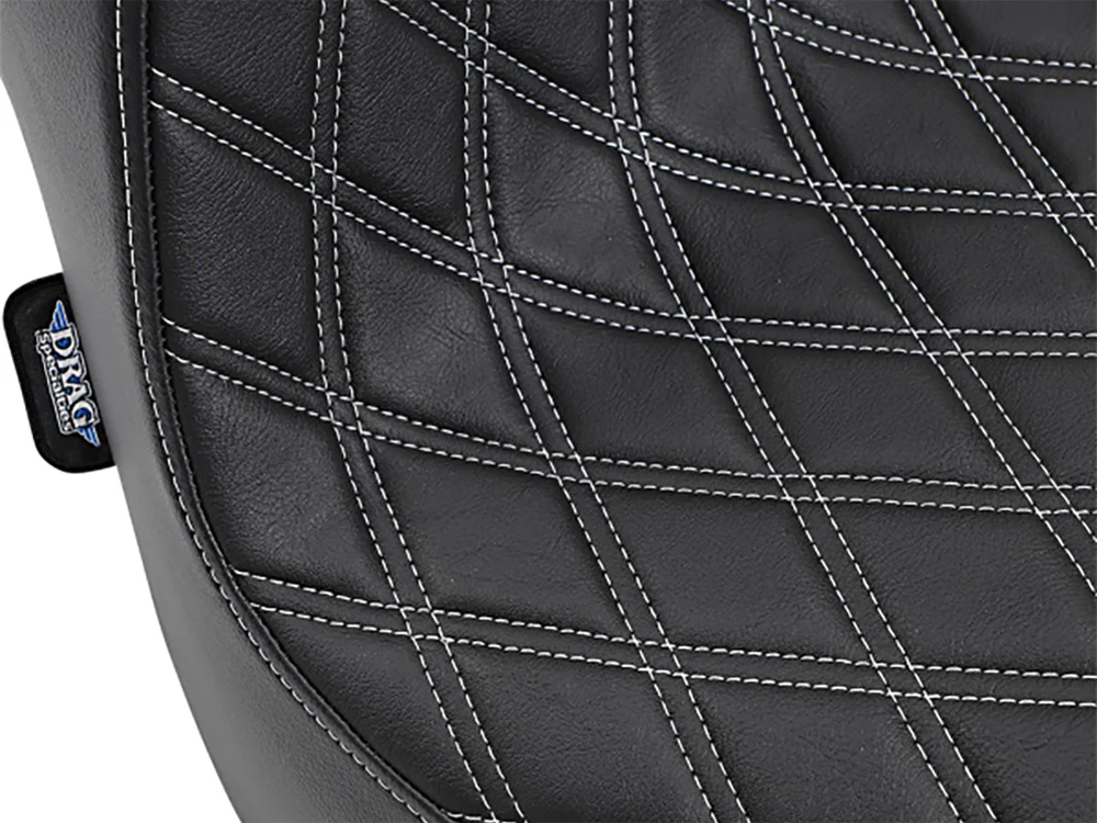 Drag Specialties DS-0802-1073 Predator 3 Dual Seat w/Silver Double Diamond Lattice Stitch for Harley-Davidson Fat Bob 18-24 - Image 2