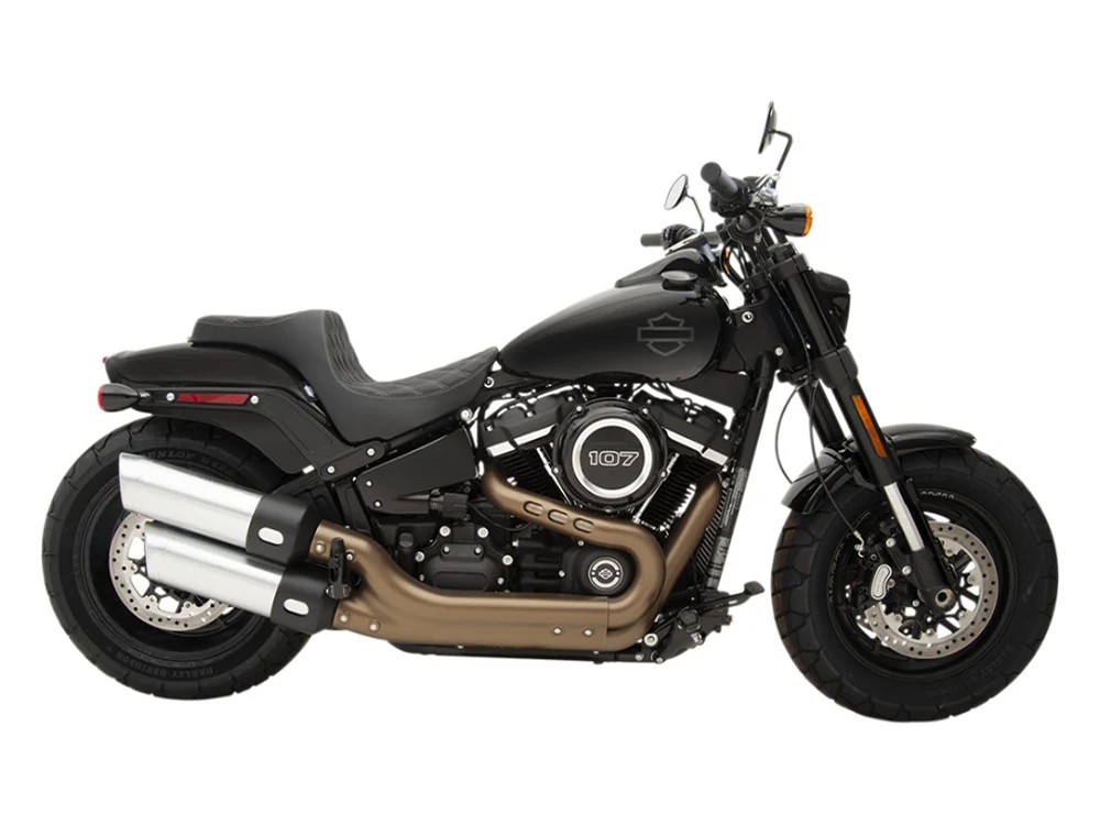 Drag Specialties DS-0802-1073 Predator 3 Dual Seat w/Silver Double Diamond Lattice Stitch for Harley-Davidson Fat Bob 18-24 - Image 5