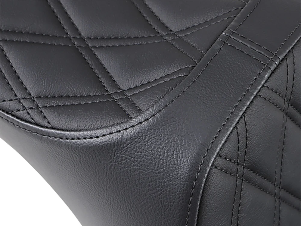 Drag Specialties DS-0802-1145 Predator 3 Dual Seat w/Black Double Diamond Lattice Stitch for Harley-Davidson Softail Deluxe/Heritage Softail/Slim/Street Bob 18-Up/Standard 20-Up - Image 2
