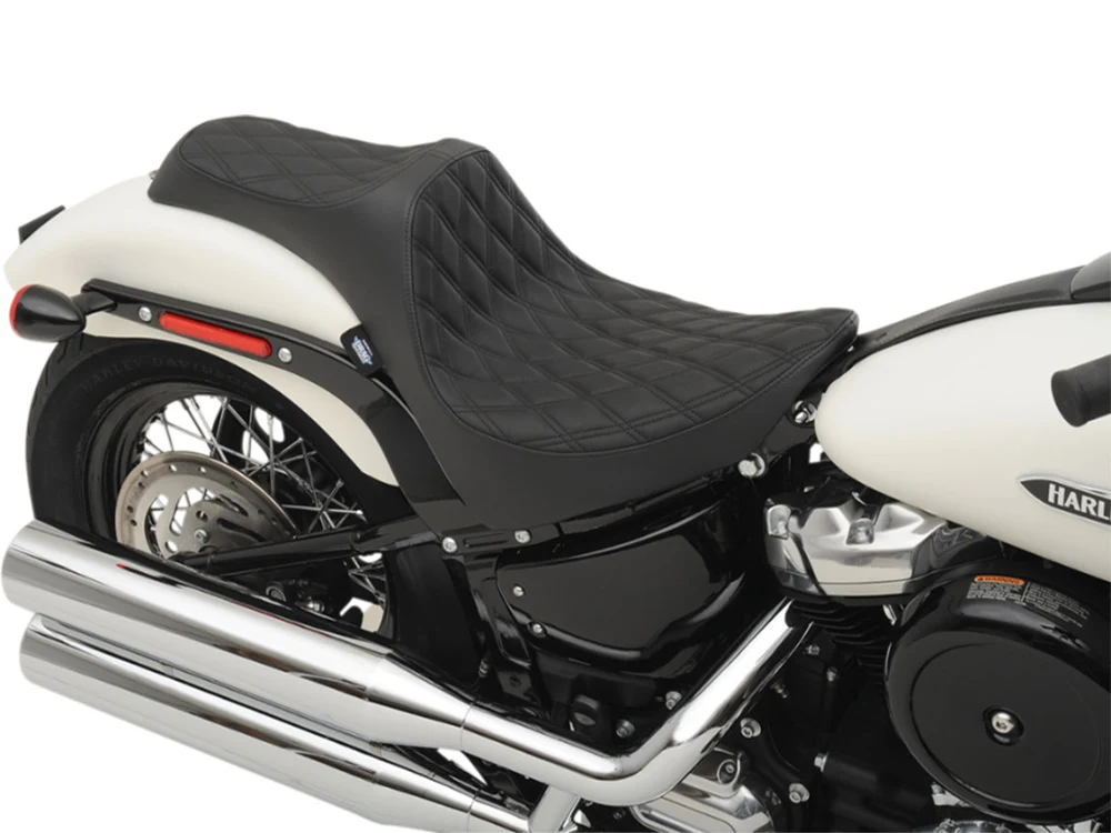 Drag Specialties DS-0802-1145 Predator 3 Dual Seat w/Black Double Diamond Lattice Stitch for Harley-Davidson Softail Deluxe/Heritage Softail/Slim/Street Bob 18-Up/Standard 20-Up - Image 3