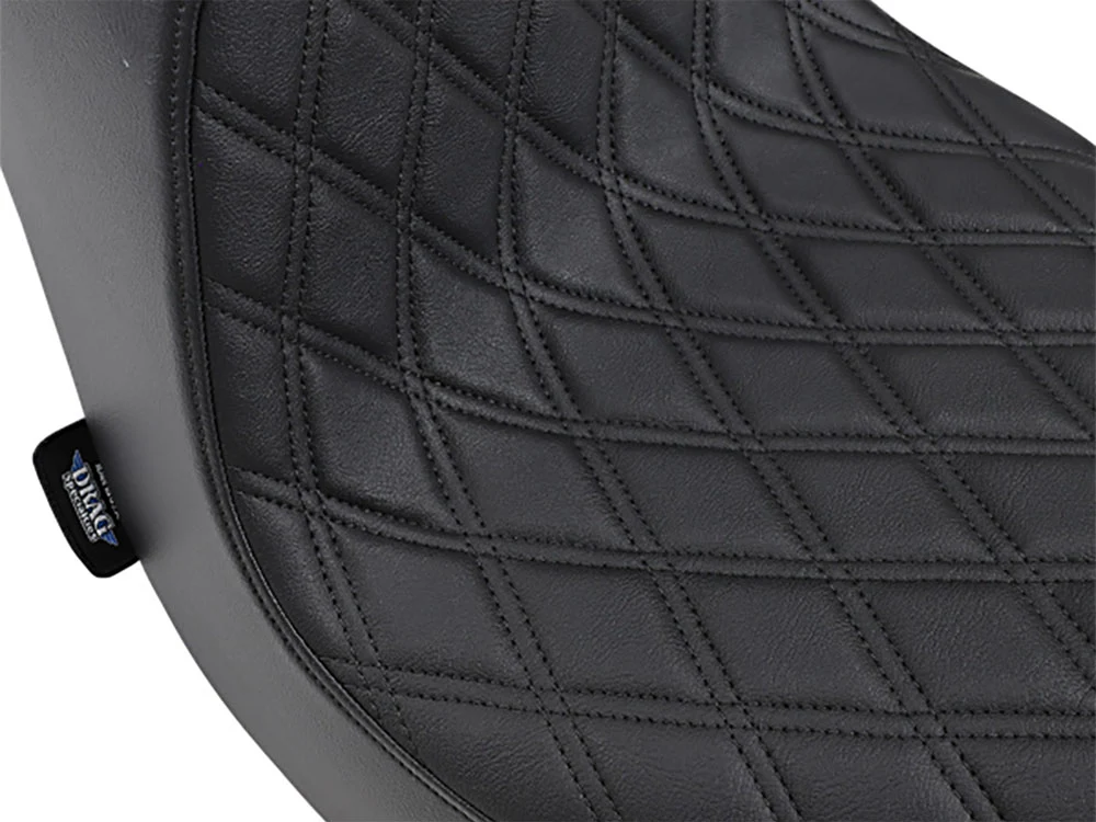 Drag Specialties DS-0802-1188 Predator 3 Dual Seat w/Black Double Diamond Lattice Stitch for Harley-Davidson Fat Boy 18-Up/Breakout 23-Up - Image 2