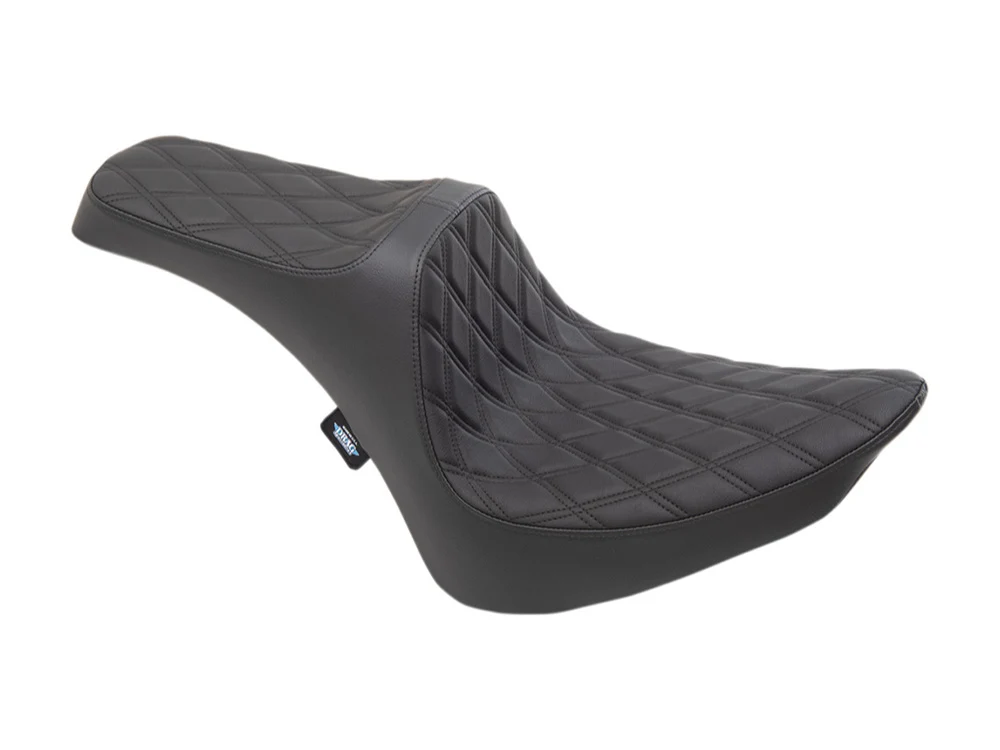 Drag Specialties DS-0802-1366 Predator 3 Dual Seat w/Black Double Diamond Lattice Stitch for Harley-Davidson Softail 84-99