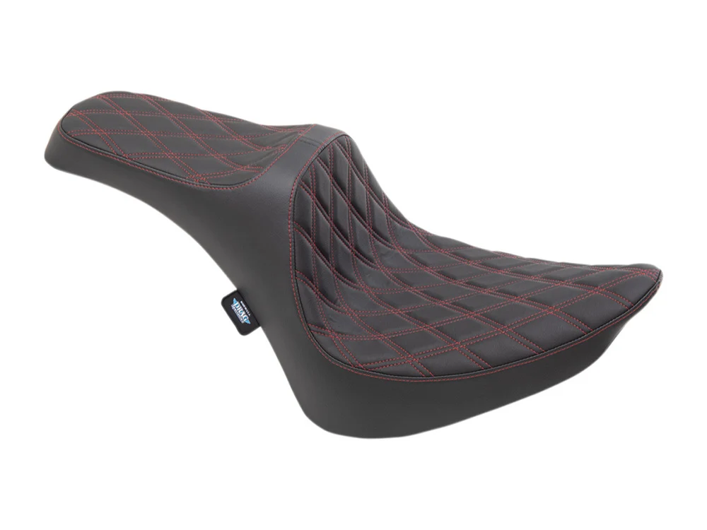 Drag Specialties DS-0802-1368 Predator 3 Dual Seat w/Red Double Diamond Lattice Stitch for Harley-Davidson Softail 84-99