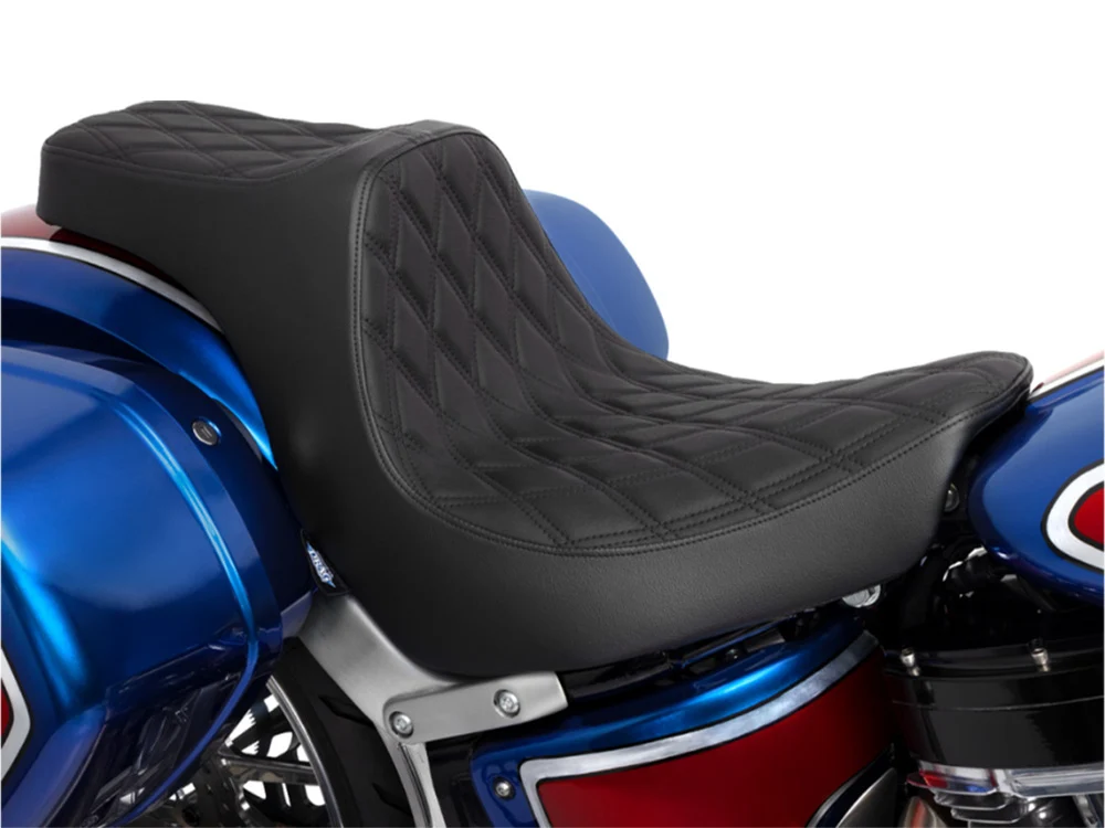 Drag Specialties DS-0802-1491 Predator 3 Dual Seat w/Black Double Diamond Lattice Stitch for Harley-Davidson Sport Glide/Low Rider 18-Up/Low Rider S 20-Up/Low Rider ST 22-Up - Image 2