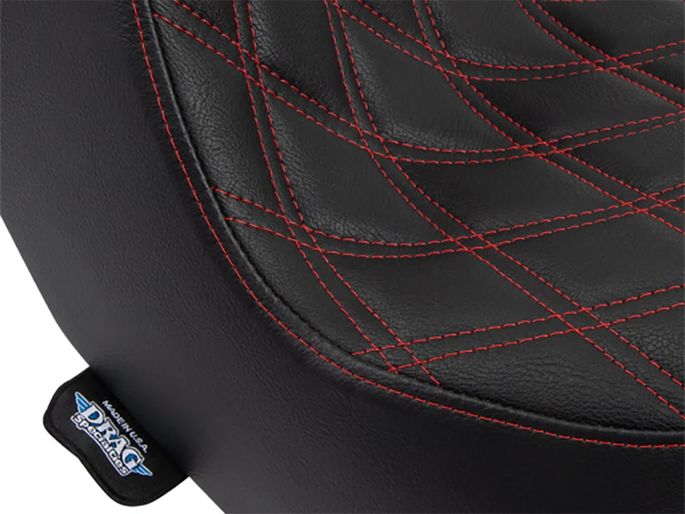 Drag Specialties DS-0802-1492 Predator 3 Dual Seat w/Red Double Diamond Lattice Stitch for Harley-Davidson Sport Glide/Low Rider 18-Up/Low Rider S 20-Up/Low Rider ST 22-Up - Image 2