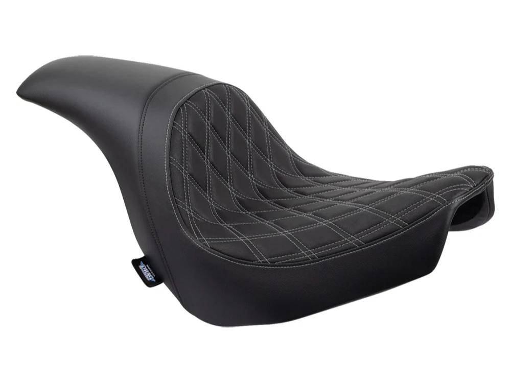 Drag Specialties DS-0802-1518 Performance Predator Dual Seat w/Silver Double Diamond Lattice Stitch for Harley-Davidson Sport Glide/Low Rider 18-Up/Low Rider S 20-Up/Low Rider ST 22-Up