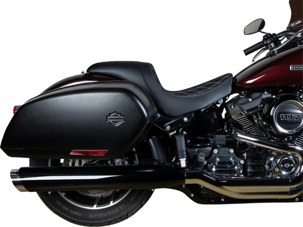Drag Specialties DS-0802-1518 Performance Predator Dual Seat w/Silver Double Diamond Lattice Stitch for Harley-Davidson Sport Glide/Low Rider 18-Up/Low Rider S 20-Up/Low Rider ST 22-Up - Image 4