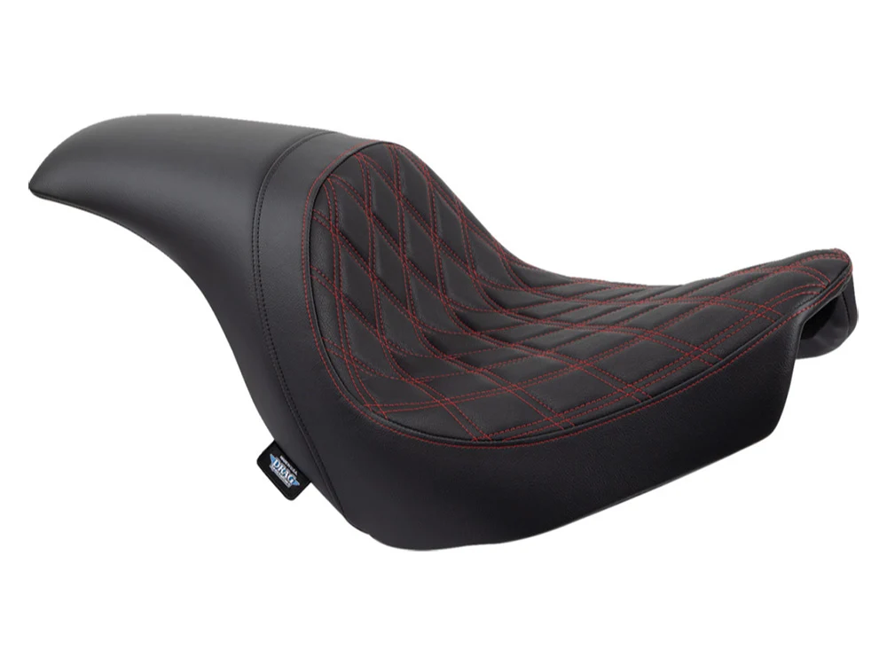 Drag Specialties DS-0802-1519 Performance Predator Dual Seat w/Red Double Diamond Lattice Stitch for Harley-Davidson Sport Glide/Low Rider 18-Up/Low Rider S 20-Up/Low Rider ST 22-Up