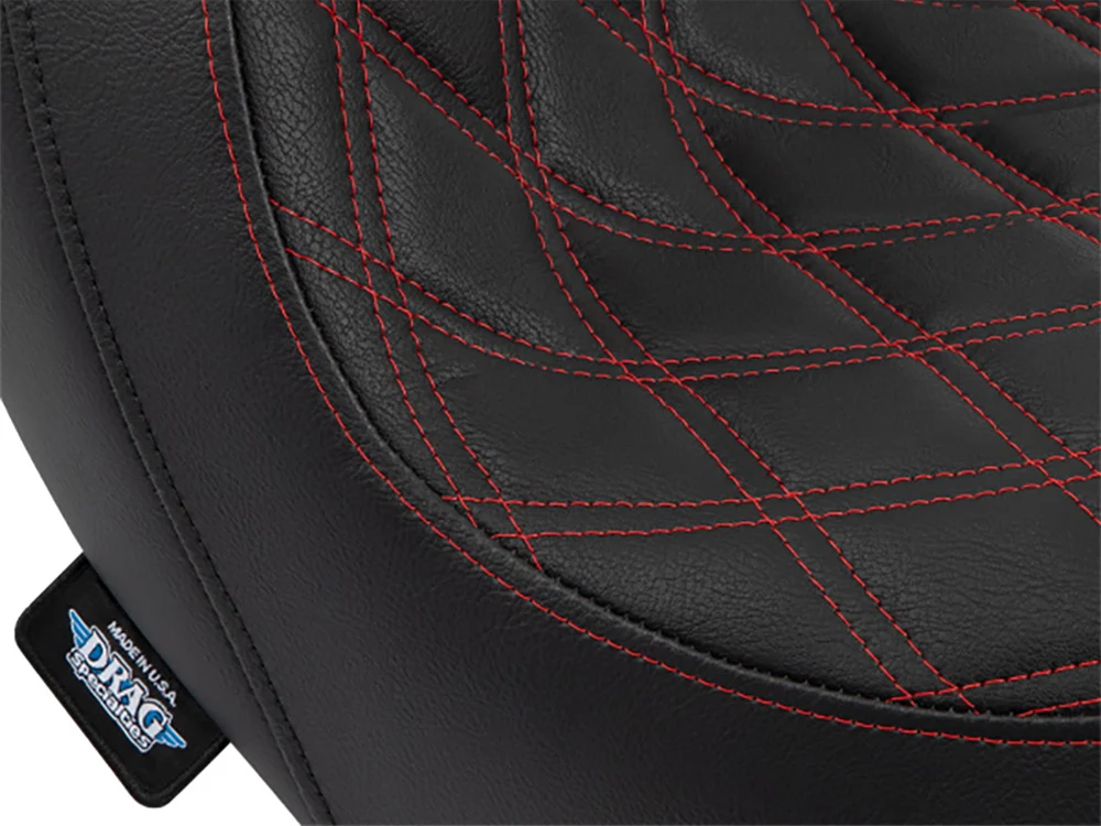 Drag Specialties DS-0802-1519 Performance Predator Dual Seat w/Red Double Diamond Lattice Stitch for Harley-Davidson Sport Glide/Low Rider 18-Up/Low Rider S 20-Up/Low Rider ST 22-Up - Image 2