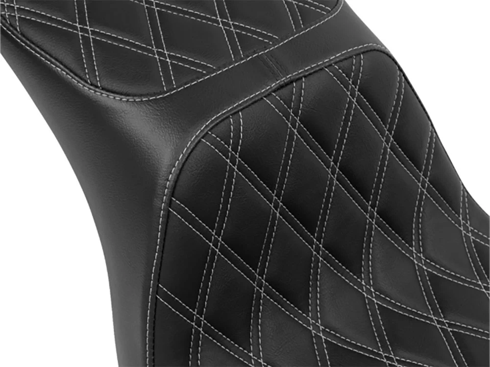 Drag Specialties DS-0802-1636 Performance Predator 2-Up Dual Seat w/Silver Double Diamond Lattice Stitch for Harley-Davidson Sport Glide/Low Rider 18-Up/Low Rider S 20-Up/Low Rider ST 22-Up - Image 2