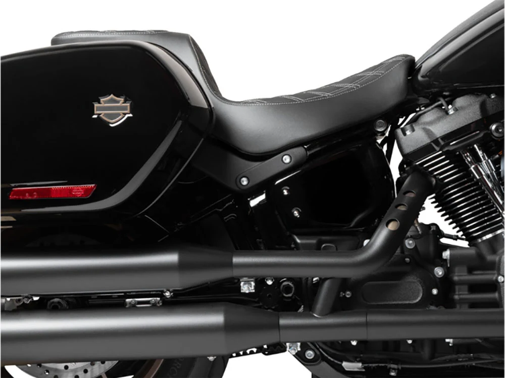Drag Specialties DS-0802-1636 Performance Predator 2-Up Dual Seat w/Silver Double Diamond Lattice Stitch for Harley-Davidson Sport Glide/Low Rider 18-Up/Low Rider S 20-Up/Low Rider ST 22-Up - Image 4