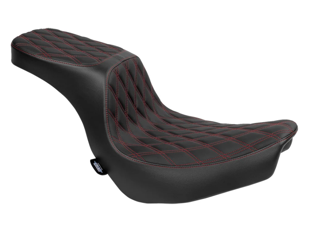 Drag Specialties DS-0802-1637 Performance Predator 2-Up Dual Seat w/Red Double Diamond Lattice Stitch for Harley-Davidson Sport Glide/Low Rider 18-Up/Low Rider S 20-Up/Low Rider ST 22-Up