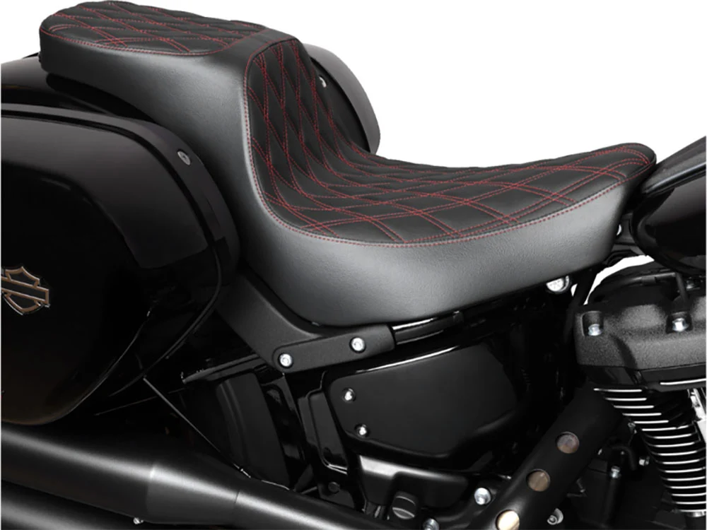 Drag Specialties DS-0802-1637 Performance Predator 2-Up Dual Seat w/Red Double Diamond Lattice Stitch for Harley-Davidson Sport Glide/Low Rider 18-Up/Low Rider S 20-Up/Low Rider ST 22-Up - Image 3