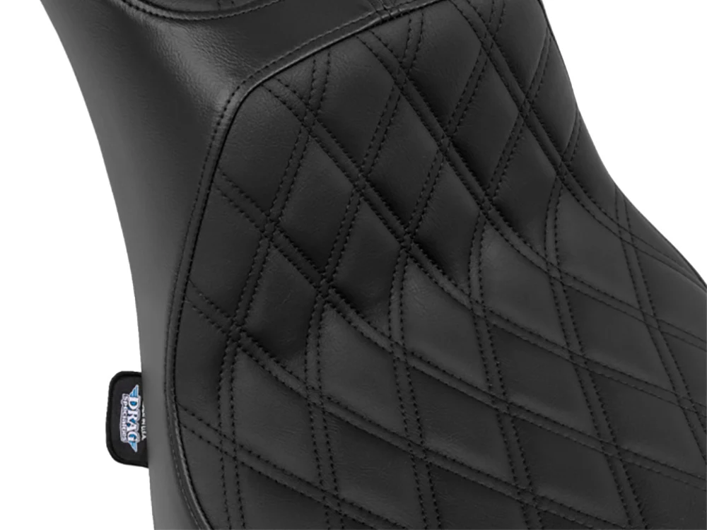 Drag Specialties DS-0802-1641 Performance Predator 2-Up Dual Seat w/Black Double Diamond Lattice Stitch for Harley-Davidson Softail 00-17 w/130 or 150 OEM Rear Tyre - Image 2