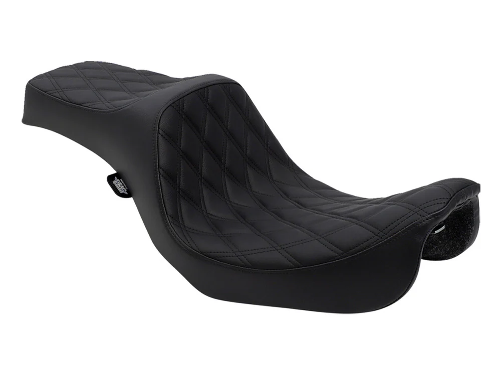 Drag Specialties DS-0803-0602 Predator 3 Dual Seat w/Black Double Diamond Lattice Stitch for Harley-Davidson Dyna 06-17