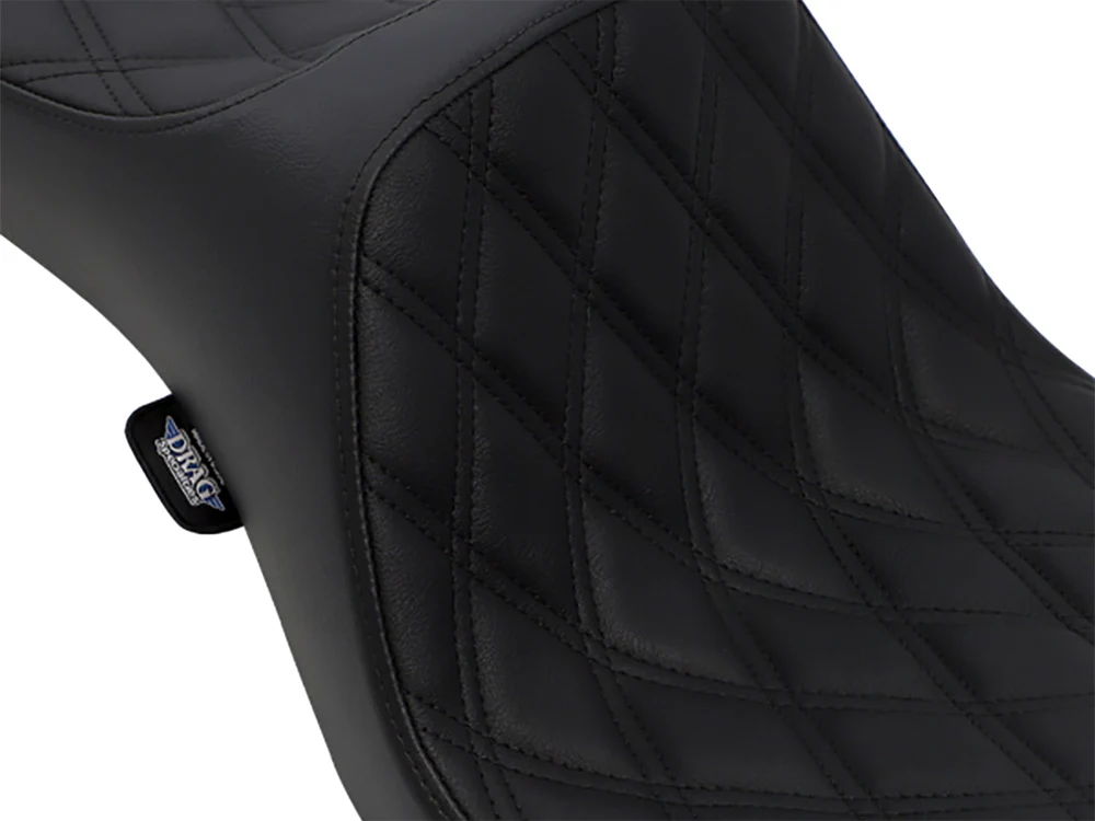Drag Specialties DS-0803-0602 Predator 3 Dual Seat w/Black Double Diamond Lattice Stitch for Harley-Davidson Dyna 06-17 - Image 2