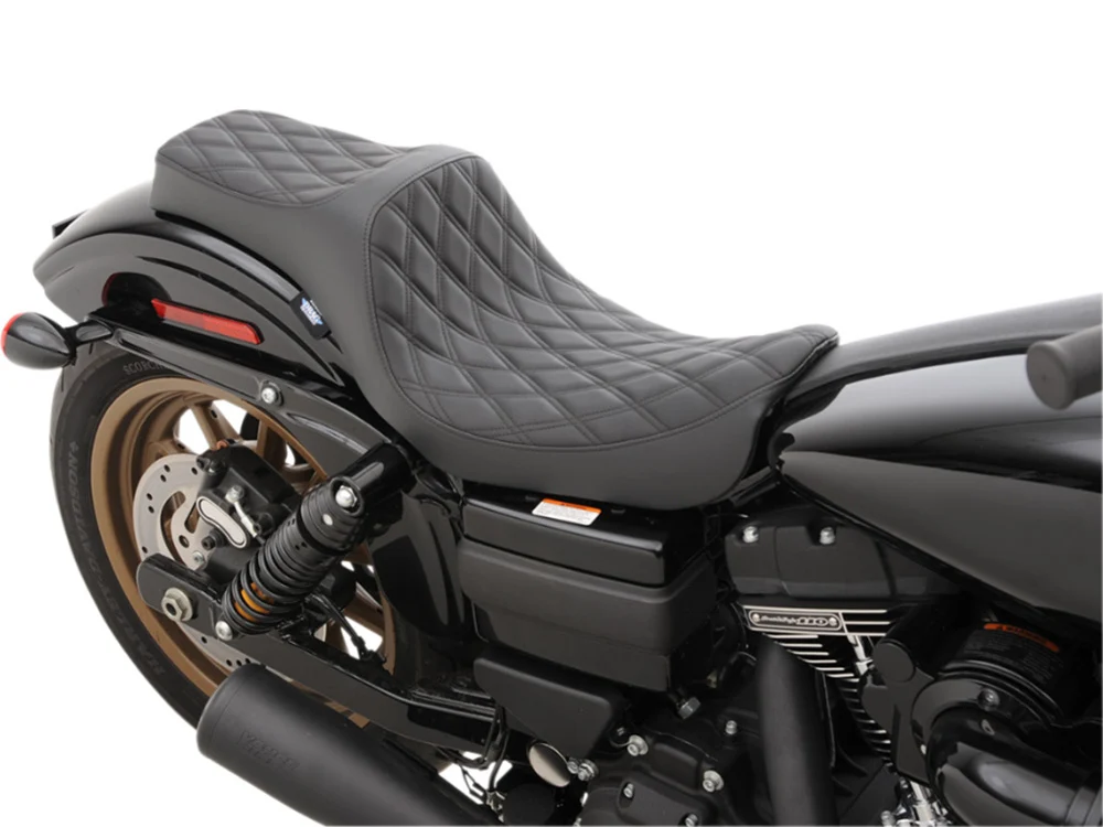 Drag Specialties DS-0803-0602 Predator 3 Dual Seat w/Black Double Diamond Lattice Stitch for Harley-Davidson Dyna 06-17 - Image 3