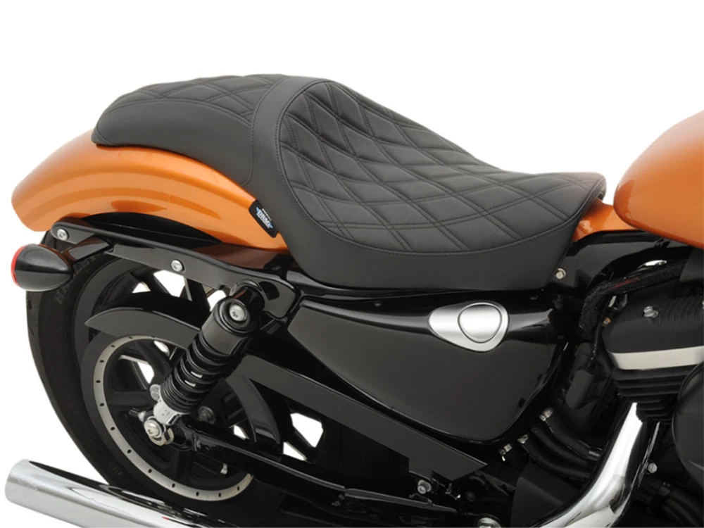 Drag Specialties DS-0804-0603 Predator Dual Seat w/Black Double Diamond Lattice Stitch for Harley-Davidson Sportster 04-21 - Image 2