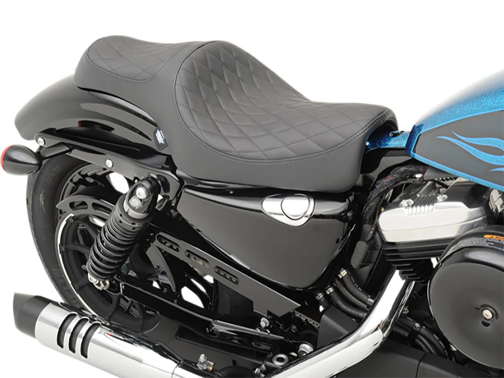 Drag Specialties DS-0804-0669 Caballero Dual Seat w/Solar Leather & Black Diamond Stitch for Harley-Davidson Sportster 04-21 - Image 3