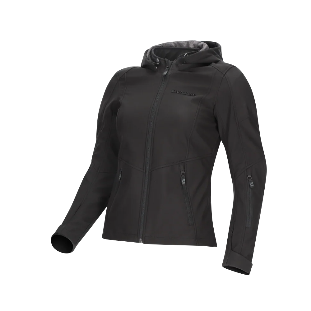 DriRider Blvd II WP Soft Shell Black Womens Textile Hoodie Jacket