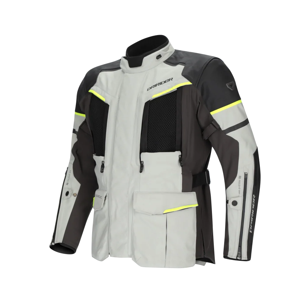 DriRider Nordic Evolution Light Grey/Hi-Vis Yellow Textile Jacket - Image 3