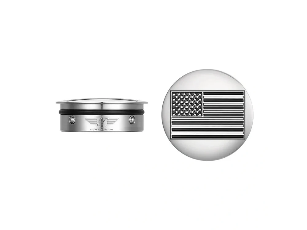 Figurati Designs FIG-FD26R-AF-CC-SS Swingarm Pivot Bolt Covers Stainless w/American Flag for Touring 11-Up