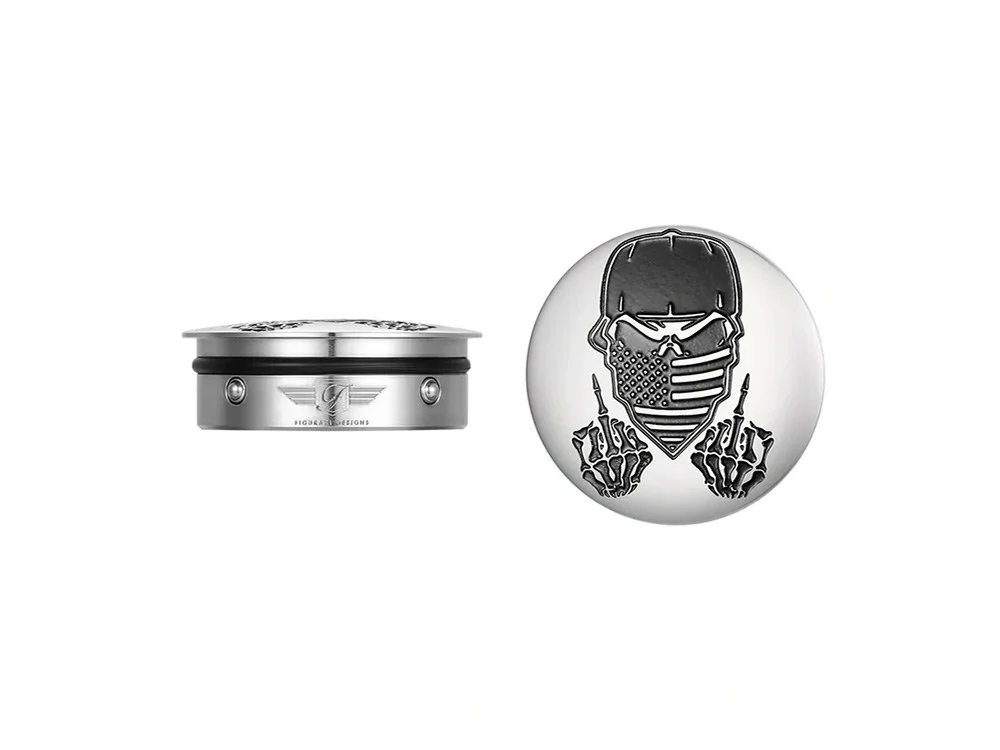 Figurati Designs FIG-FD29-MSKULL-SS Swingarm Pivot Bolt Covers Stainless w/Masked Skull for Harley-Davidson Touring 11-Up