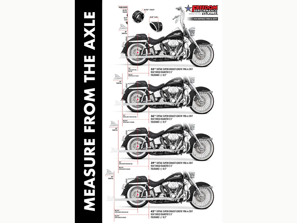 Freedom Performance FPE-HD00450 True Dual 39" SharkTail Exhaust Chrome for Softail 97-06 - Image 3