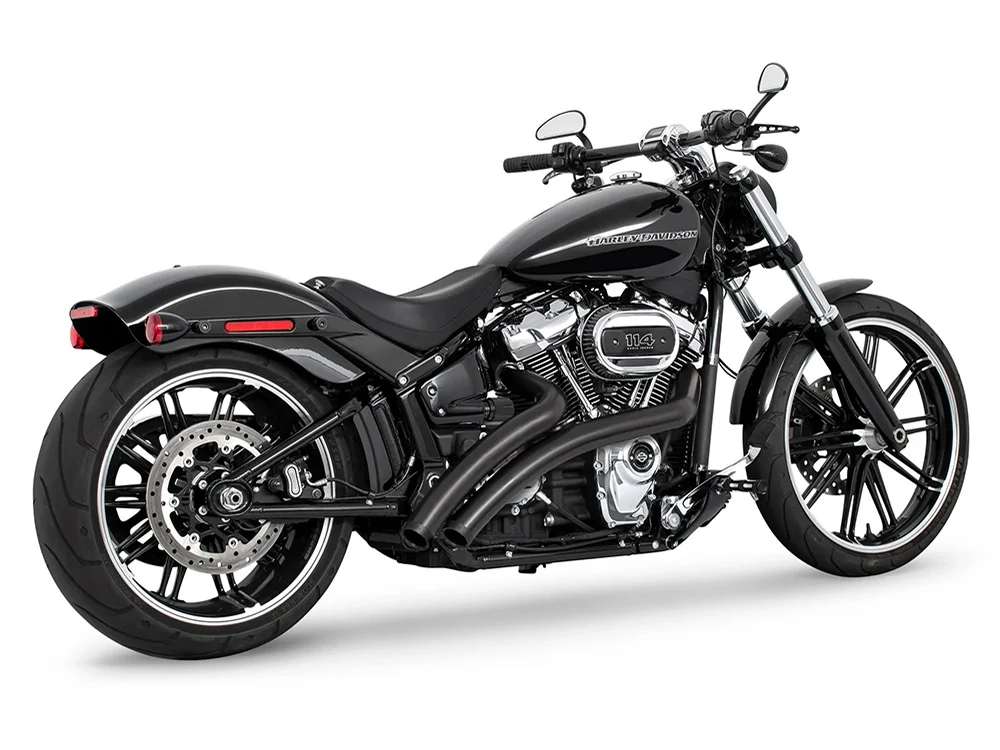 Freedom Performance FPE-HD01193 Radical Ground Pounder Exhaust Black w/Black Straight Cut End Caps for Softail 18-24
