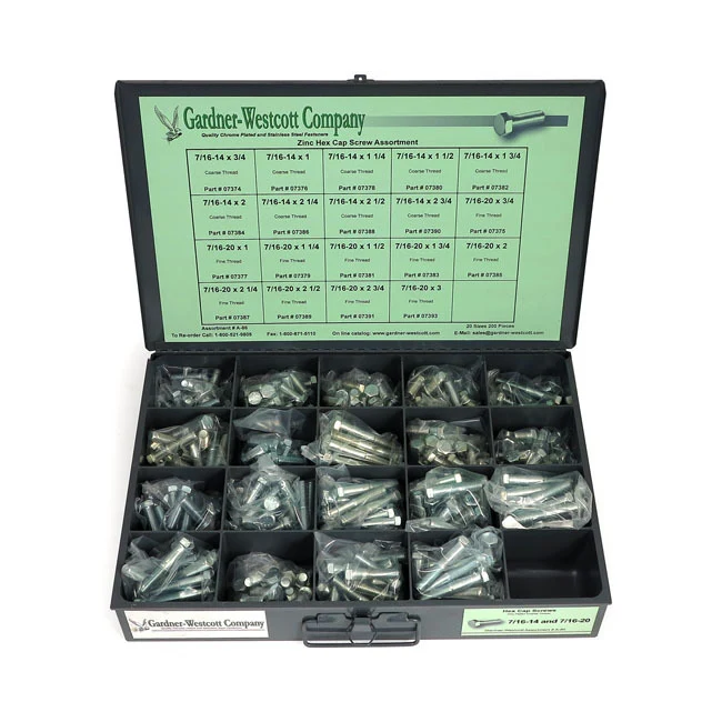 Gardner-Westcott GW24C Tray Assortment Hex Bolts Chrome 220PC/24 Sizes UNC 1/4 through to 3/8 - CC1I