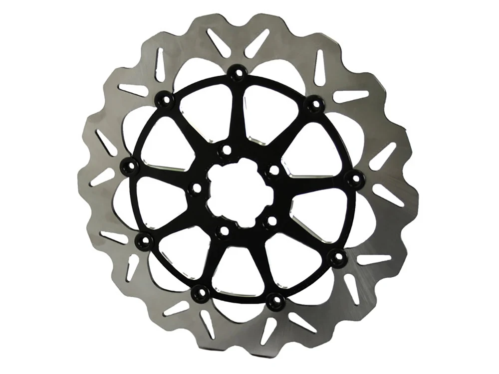 GBrakes GB-GBDU010 13" Front Wave Floating Disc Rotor w/Contrast Cut Carrier for most Harley-Davidson Big Twin 00-Up (when Using Special 6 Piston Caliper)