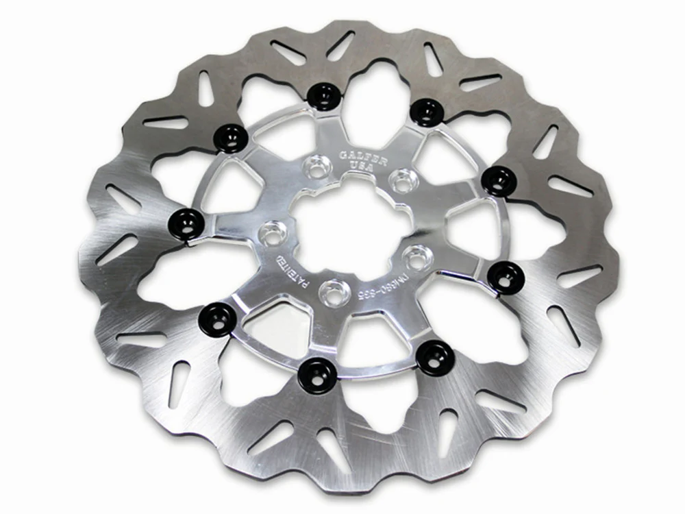 GBrakes GB-GBDU081 11.5" Rear Floating Wave Disc Rotor w/Clear Anodized Silver Carrier for Harley-Davidson Big Twin 00-Up/Sportster 00-10