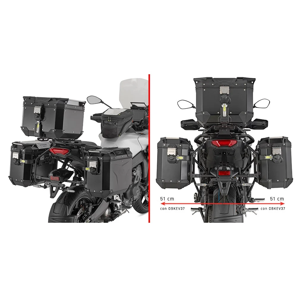 Givi PLO2171CAM PL ONE-FIT Side Case Pannier Holder for Tracer 9/Tracer 9 GT/Tracer 9 GT+ 25-Up w/Trekker Outback Monokey CAM-Side Cases/Canyon Monokey CAM-Side Bags
