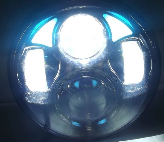 Headlight 45w 5 3/4" LED Daymarker Style Chrome Face Angel Eye Parker Suit Most H-D, Street 500 & Indian Scout Sale 1/2 Price Special till sold out - Image 2