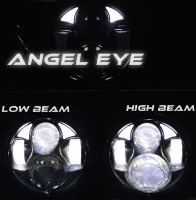 Headlight 45w 5 3/4" LED Daymarker Style Chrome Face Angel Eye Parker Suit Most H-D, Street 500 & Indian Scout Sale 1/2 Price Special till sold out - Image 3