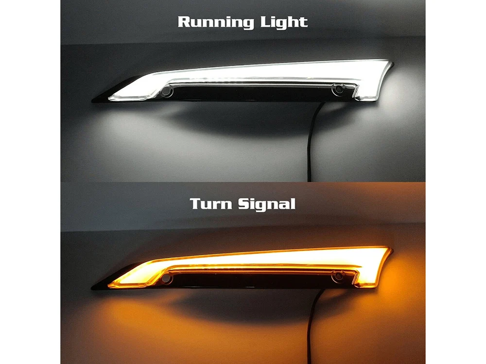 Hoglights HOG-FFXDWTRG15 LED FusionFX Windshield Trim Smoke Lens & Black Housing w/Amber Turn & White Run for Road Glide 15-23 - Image 2