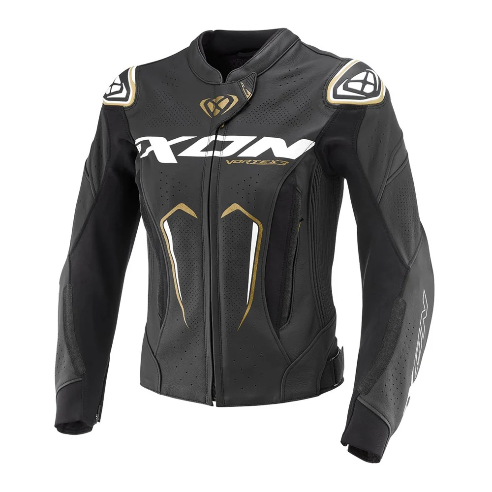 Ixon Vortex 3 Lady Black/White/Gold Womens Leather Jacket
