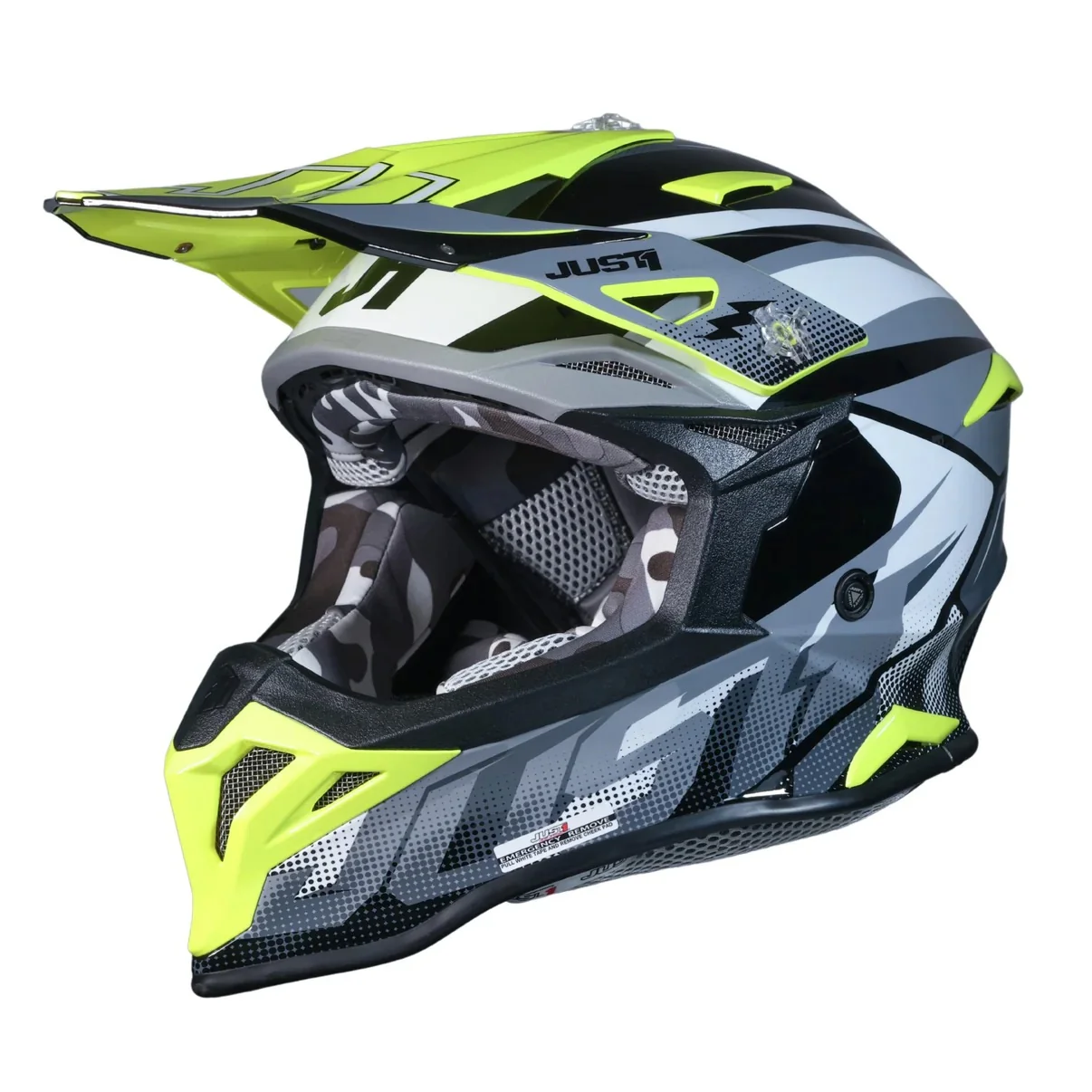 Just1 J39 Revo Matte Grey/Fluro Yellow/Black Helmet