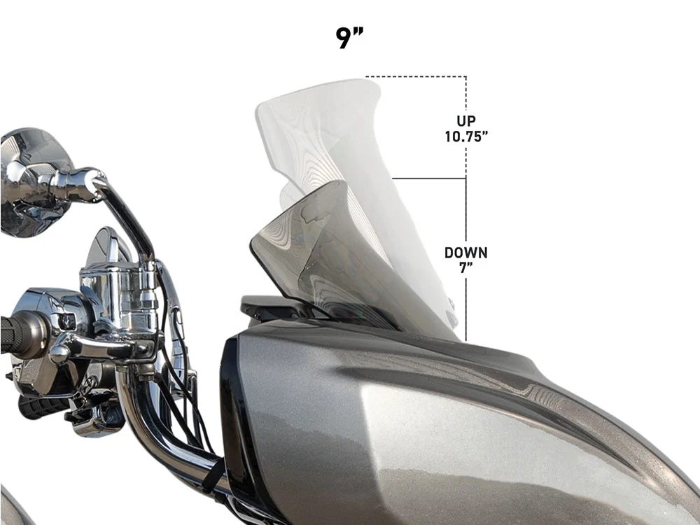 Klock Werks KKC-2312-1511 9" Flare Windshield Dark Smoke for Indian PowerPlus Chieftain/Roadmaster 25-Up Models - Image 4