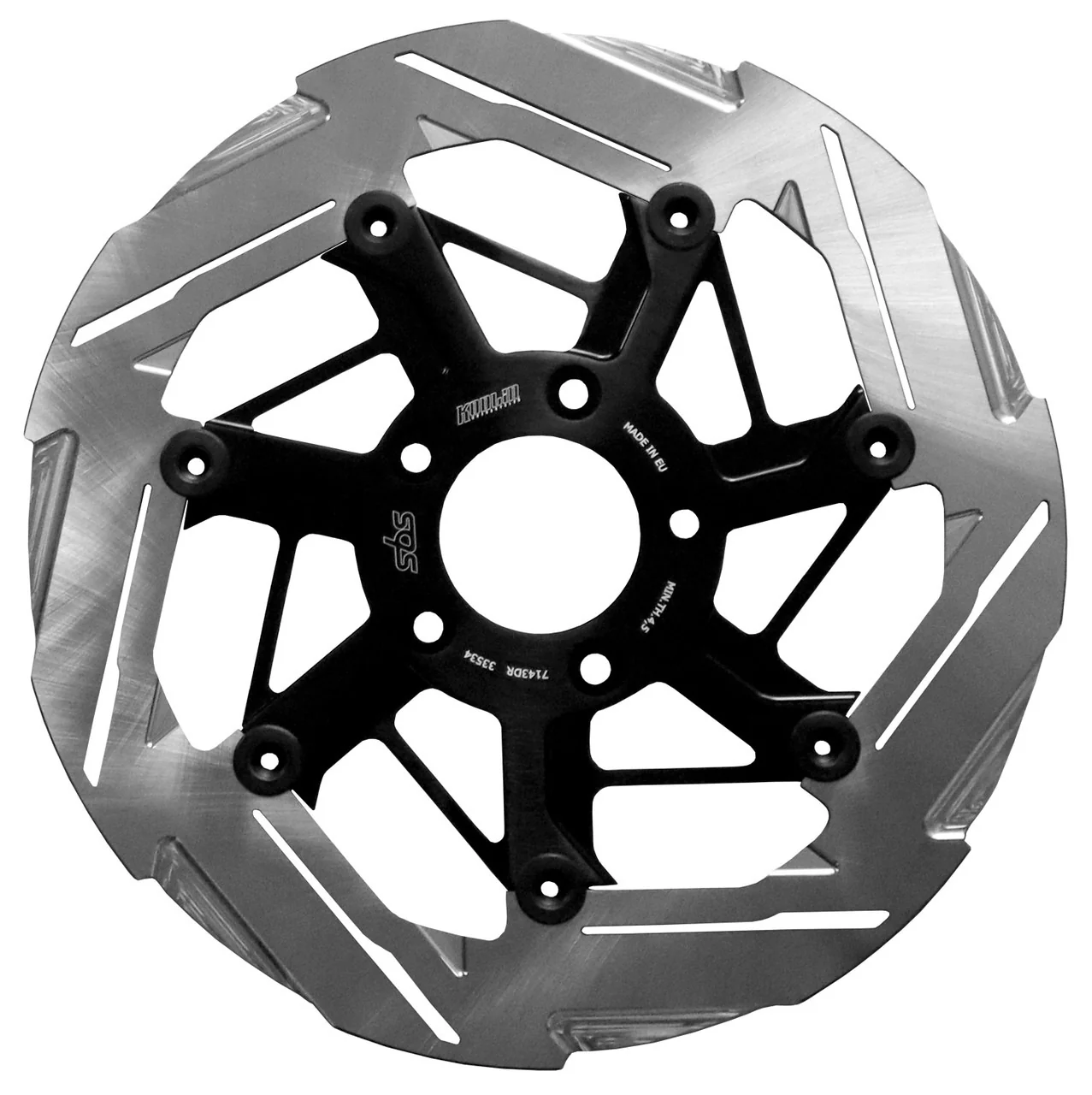 Kodlin KM-K7145D 11.5" Rear 7-Spoke Disc Rotor Polished Band & Black Carrier for Harley-Davidson Big Twin 00-Up/Sportster 00-10