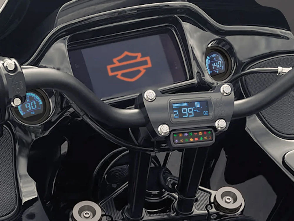 Koso KOS-BA080050 Complete D2 Speedometer/Tachometer w/Fuel Level & Engine Temperature Gauge Kit Black for Harley-Davidson Touring 14-23 (when running Late Model Breakout/Street Bob Gauge Housing) - Image 3