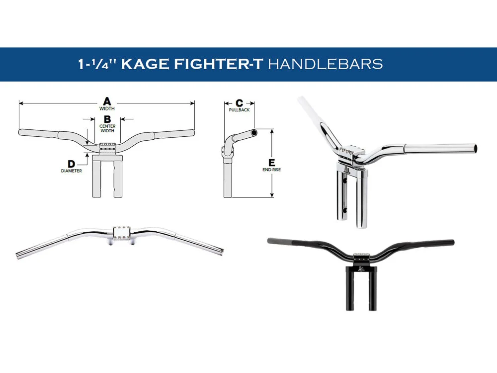 LA Choppers LA-7335-08BLK 12" x 1-1/4" Straight Kage Fighter Handlebar Gloss Black - Image 2